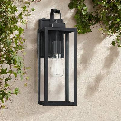17 Stories Menzie Matte Black 13.74'' H Outdoor Wall Lantern with Dusk to Dawn in Outdoor Lighting