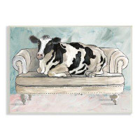 Stupell Industries Dairy Farm Cow Resting Glam Couch Green Grey Super Oversized Stretched Canvas Wall Art By Cindy Jacob