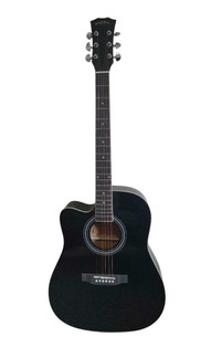 Left handed Acoustic Guitar for beginners, Students Black Full Size SPS342LF