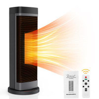 ESHOO 1500W Ceramic Tower Space Heater With Remote Control-Features Built-In 9H Timer And Oscillation,Thermostat,  Overh