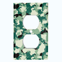 WorldAcc Metal Light Switch Plate Outlet Cover (Green Camouflage Black - Single Toggle)