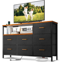 Latitude Run® Dresser For Bedroom Tv Cabinet 7 Large Storage Drawers In The Living Room TV Cabinet With Charging Station