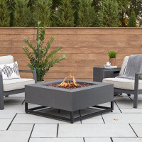 Real Flame Blake 36" Square Steel Propane or Natural Gas Fire Pit Table with Lid by Real Flame