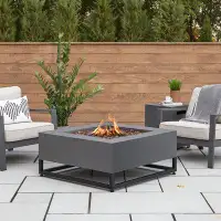 Real Flame Blake 36" Square Steel Propane or Natural Gas Fire Pit Table with Lid by Real Flame