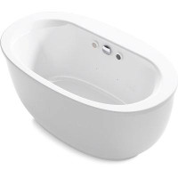 Kohler Sunstruck® 60" x 34" Freestanding Heated Bubble Massage Air Bath with Bask Heated Surface and Fluted Shroud