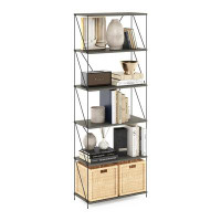 17 Stories Townville 66.93" H x 24.41" W Steel Step Bookcase