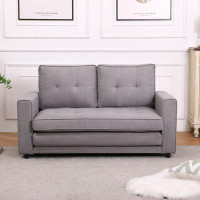 Ebern Designs Upgraded Loveseat Sleeper Sofa Bed, Futon Sofa Bed With 2 Side Pocket, 3-In-1 Upholstery Floor Sofa Bed