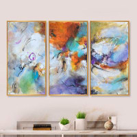 Wrought Studio Burning Energies - Contemporary Framed Canvas Wall Art Set Of 3