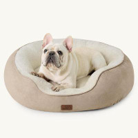 ToccoLeggero Dog Bed For Medium Dogs - Round Washable Medium Pet Bed, Anti-Slip Donut Fluffy Plush Indoor Fur Cat Bed, 3