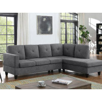 Latitude Run® Sitges Modern Sectional With Right Facing Chaise In Dark Grey Woven