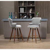 Everly Quinn Swivel Bar Stools with Backrest Footrest, with a fixed height of 360 degrees