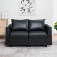 Naomi Home 61.22 Inch Premium Air Leather Loveseat With Storage