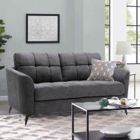 Wrought Studio 60In W Velvet Loveseat Sofa, Grid Tufted Cushions For Living Room Bedroom Apartment Office,Dark Gray