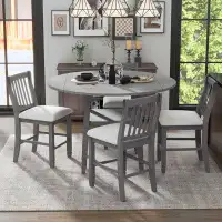 Red Barrel Studio 5-Piece Dining Table Set with 4 Folding Leaves