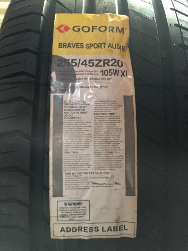 20 inch SET OF 4 SUMMER BRAND NEW STICKER TIRES GOFORM BRAVES SPORT AU518 255/45ZR20 105W XL in Tires & Rims - Image 2