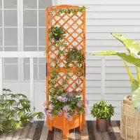 Red Barrel Studio Patiojoy Raised Garden Bed With Trellis Wooden Planter Box With Trellis & Drainage Hole 71’’ Height Fr