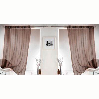 Evideco Mirano - 2 Sheer Window Curtain Panels with Stripes, Ideal for Home Decor, 95 x 55