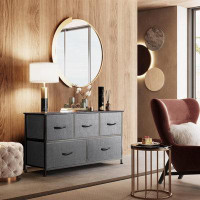 Ebern Designs Dresser For Bedroom With 5 Drawers, Wide Chest Of Drawers, Fabric Dresser, Storage Organization Unit With