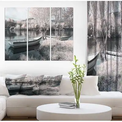 East Urban Home 'Infrared River Landscape Seeing Boats, Trees and Plants' Photographic Print Multi-Piece Image on Wrappe