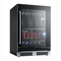 XO Appliance XO Appliance Black Glass 145 Cans (12 oz.) Built-In Beverage Refrigerator