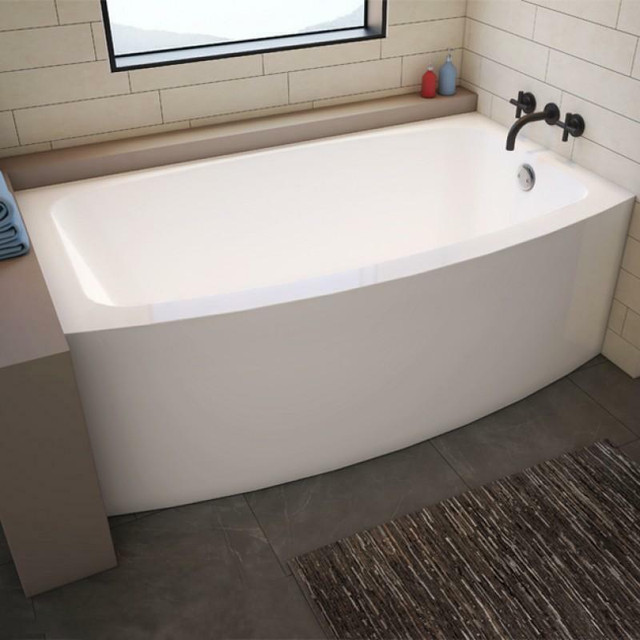 Odelle-T - Curved Bathtub With Skirt w Chrome Drain ( 60x34x22 ) Optional Curved Door Available - Delivered in Plumbing, Sinks, Toilets & Showers - Image 3