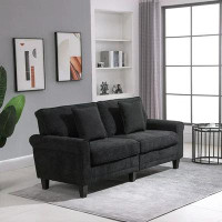 Red Barrel Studio Red Barrel Studio® Modern 3-Seater Sofa 78" Thick Padded Comfy Couch With 2 Pillows, Corduroy Fabric U