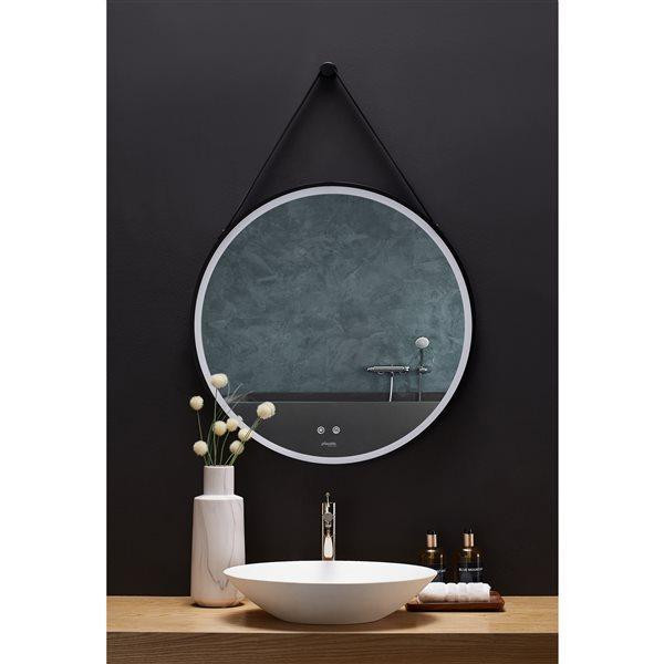 Ancerre Designs Sangle 24 or 30 inch LED Lighted Fog Free Round Bathroom Mirror in Floors & Walls