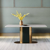 Everly Quinn The rock plate dining table is modern and simple