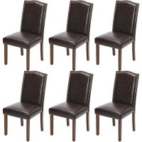 Wildon Home® Wildon Home® Upholstered Dining Chairs Set Of 6, Modern Upholstered Leather Dining Room Chair With Nailhead