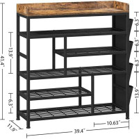 17 Stories Shoe Rack For Entryway Metal Shoe Racks With Boots Storage For 18-22 Pairs , Black