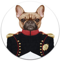 Design Art 'French Bulldog in Military Uniform' Graphic Art Print on Metal
