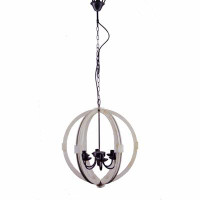 Rosalind Wheeler Calder Wooden Orb Shape Chandelier With Metal Chain And Six Bulb Holders