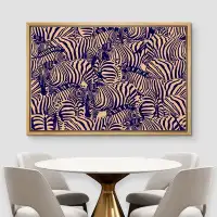 IDEA4WALL IDEA4WALL Framed Canvas Print Wall Art Pink & Purple Zebra Line Art Collage Animals Wildlife Illustrations Mod