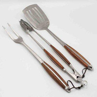 BBQ Dragon Bbq Dragon Luxury 3 Piece Stainless Steel Rosewood Grill Tool Set