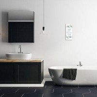 Stupell Industries Wash Your Worries Away Bathroom Phrase Blue Plants