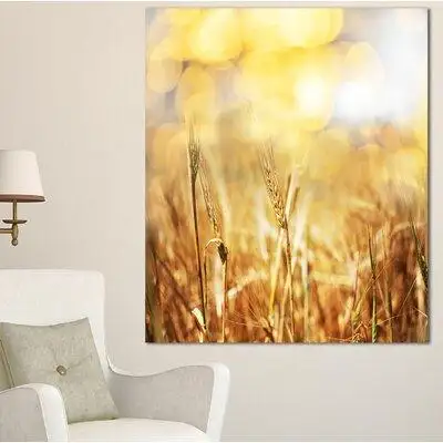 Design Art 'Brown Wheat Plants in Field' Grahic Art on Wrapped Canvas