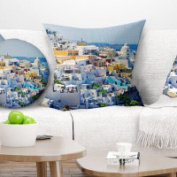 East Urban Home Abstract View of Fira Town Santorini Pillow