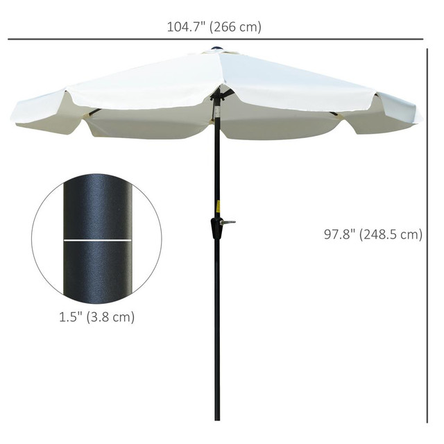 Patio Umbrella 104.7" x 104.7" x 97.8" Cream White in Patio & Garden Furniture - Image 3