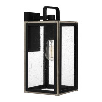 Quoizel Bramshaw Matte Black 15.75'' H Seeded Glass Outdoor Wall Lantern