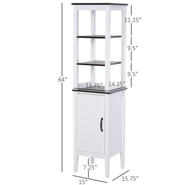 Tall Cabinet 15.75'' x 15'' x 64'' White in Hutches & Display Cabinets - Image 3