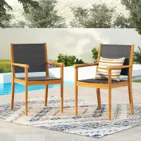 Latitude Run® Dinan Outdoor Acacia Dining Chairs (Set Of 2)
