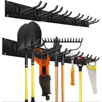WFX Utility™ Meidingerks Heavy Duty Garden Tool Organizer And Storage, Wall Mount Tool Organization With 6 Hooks, Tracks