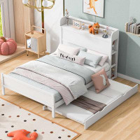 Ivy Bronx Full Size Platform Bed With Storage Headboard And Twin Size Trundle
