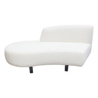 Diamond Sofa Vesper Curved Armless Right Chaise In Faux White Shearling W/ Black Wood Leg Base By Diamond Sofa