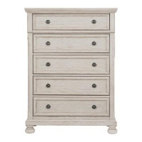 Darby Home Co Wire-Brushed White Finish 1Pc Chest Of Drawers With Ball Bearing Glides Transitional Bedroom Furniture