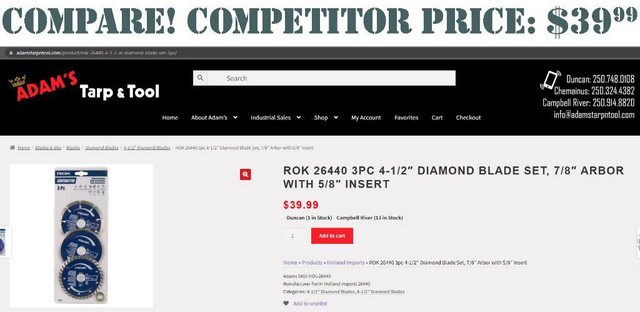 ROK® 4-1/2 DIAMOND SAW BLADES - 3 PACK - Competitor price $39.99 - Our price only $14.95 per set! in Power Tools - Image 3