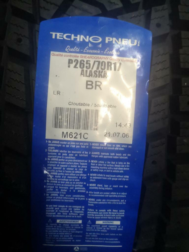 265/70/17 4 pneus hiver techno pneus neufs in Tires & Rims in Greater Montréal - Image 2