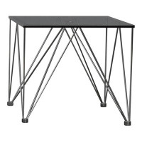 Alma Chalet Square End Table with Glass Top Chrome and Grey