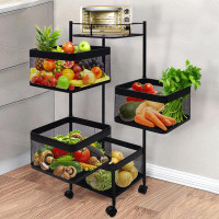 Three Star Im/Ex Inc. 360 Degree Rotating Storage Rack Kitchen Cart with 4 Swing Out Shelves