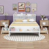 Harriet Bee Wood Full Size Platform Bed With 2 Drawers, Storage Headboard And Footboard